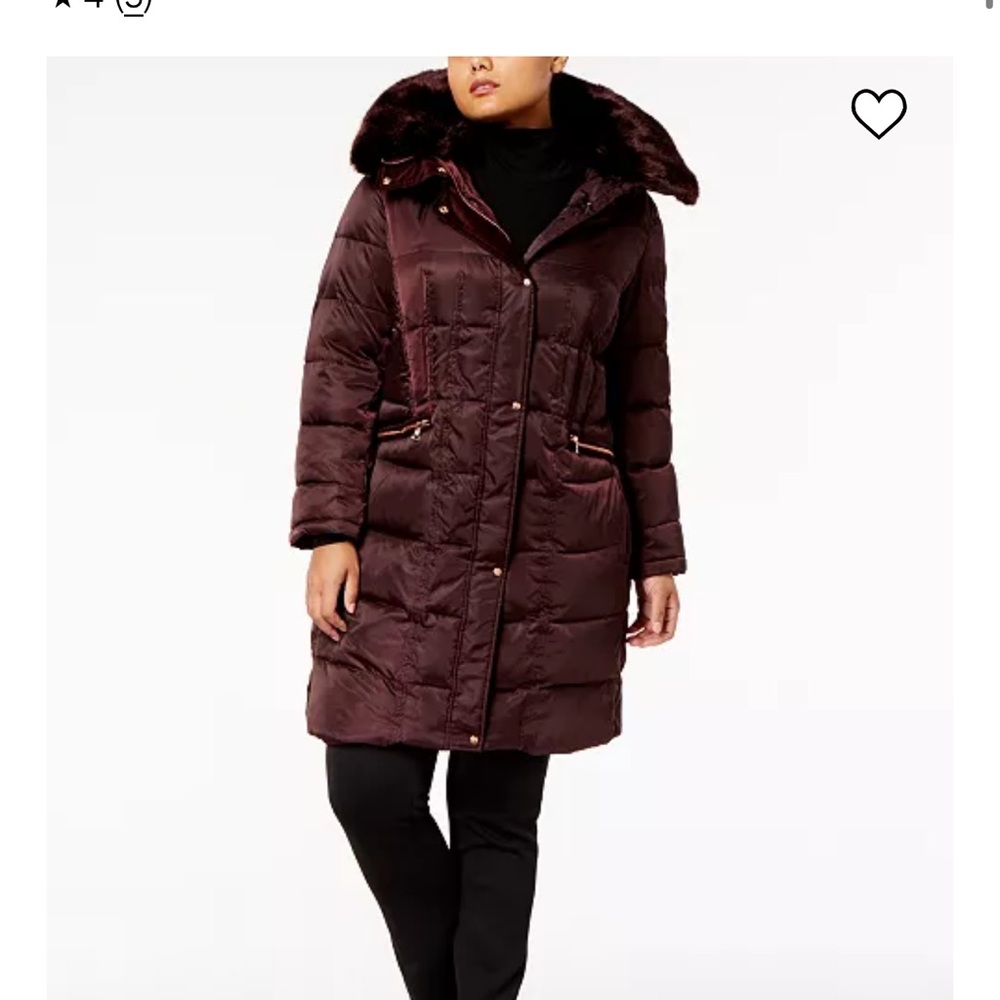 Vince Camuto Faux-Fur-Trim Zip-Pocket Puffer Coat size XS